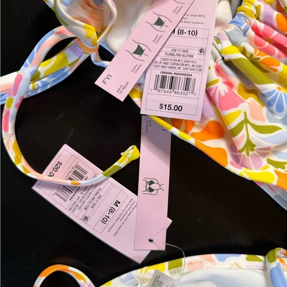 Wild Fable Yellow and Blue Bikini with Adjustable Ties - Picture 3 of 3